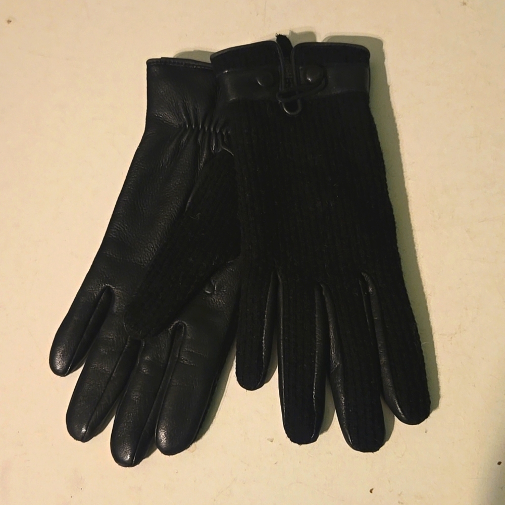 New Kombi women's S black leather/wool gloves